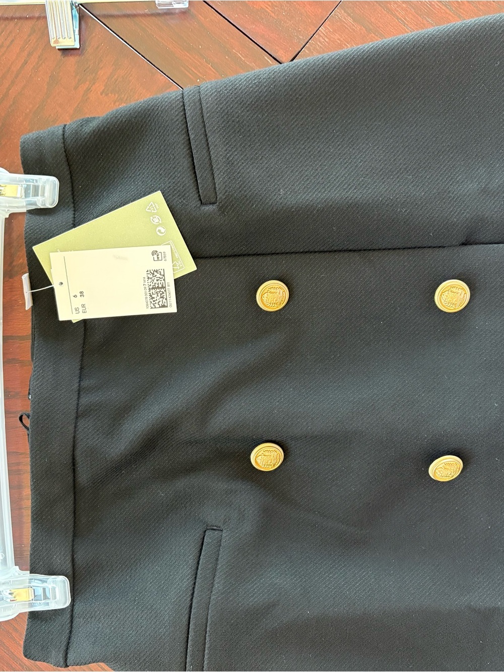 H&M Black Double-Breasted Skirt with Gold Buttons